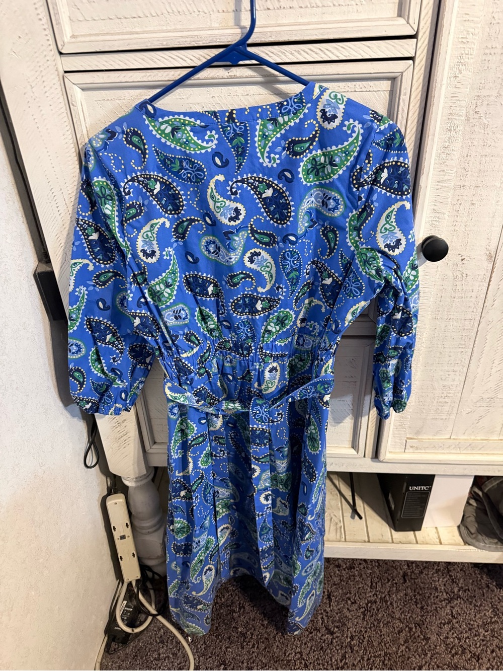croft & barrow Blue and Green Paisley Long Sleeve Dress